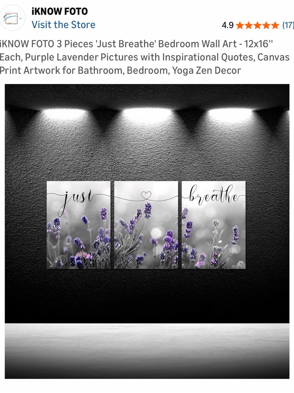 'Just Breathe' Lavender Wall Art - Purple